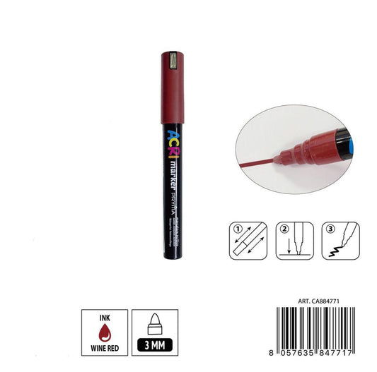 PRYMA marcatore acrilico 3mm N.125 rosso vino