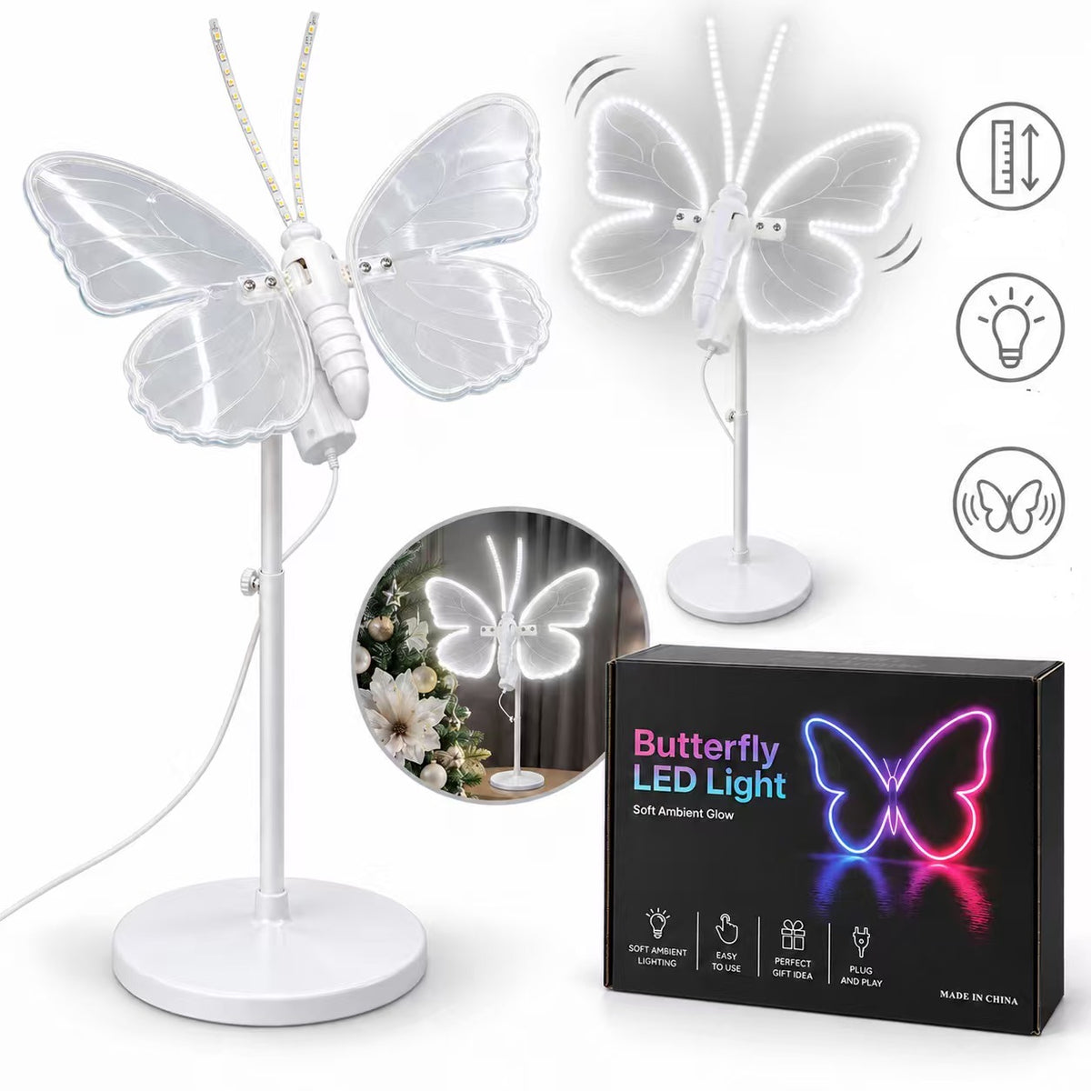 LUCE  BIANCA FARFALLA  40cm