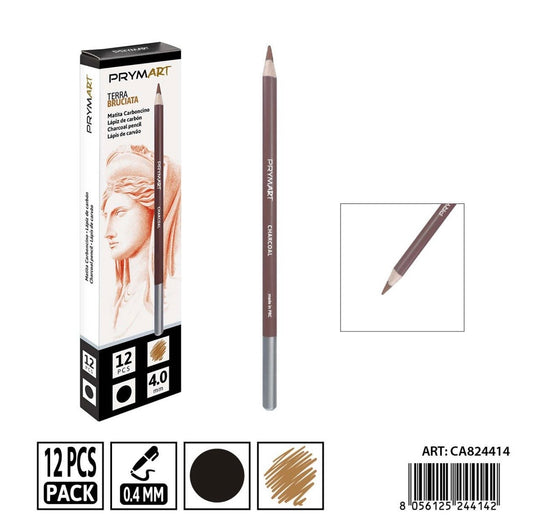 PRYMA MATITA CARBONCINO D.4MM TERRA BRUCIATA 12PZ