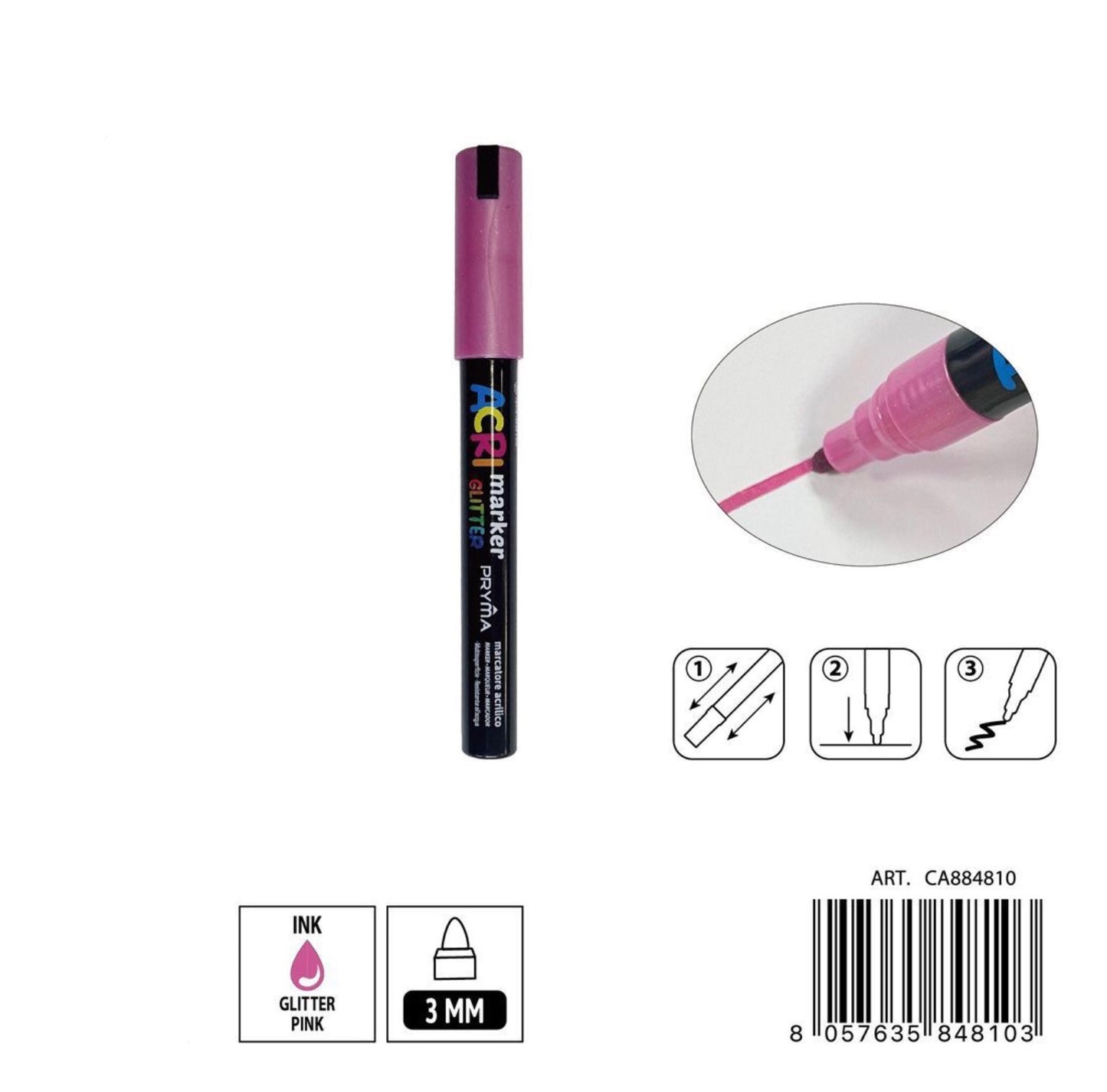 PRYMA marcatore acrilico 3mm N.144 rosa glitter