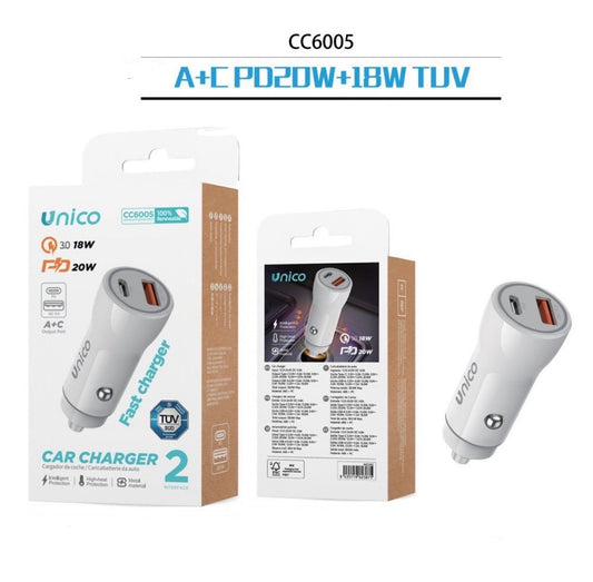 UNICO adattatore presa auto 20W+18W CC6005