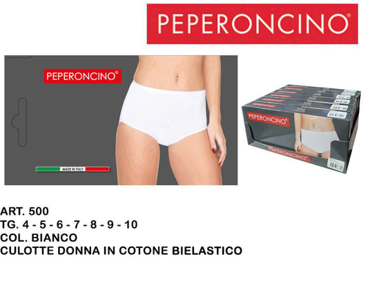 PEPERONCINO 500 culotte donna cotone bielastico bianco