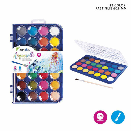 Pryma acquerelli  D28mm   28 colori+pennello