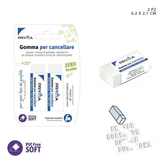 PRYMA gomma bianca 6.2x2.1x1.1cm 2pz