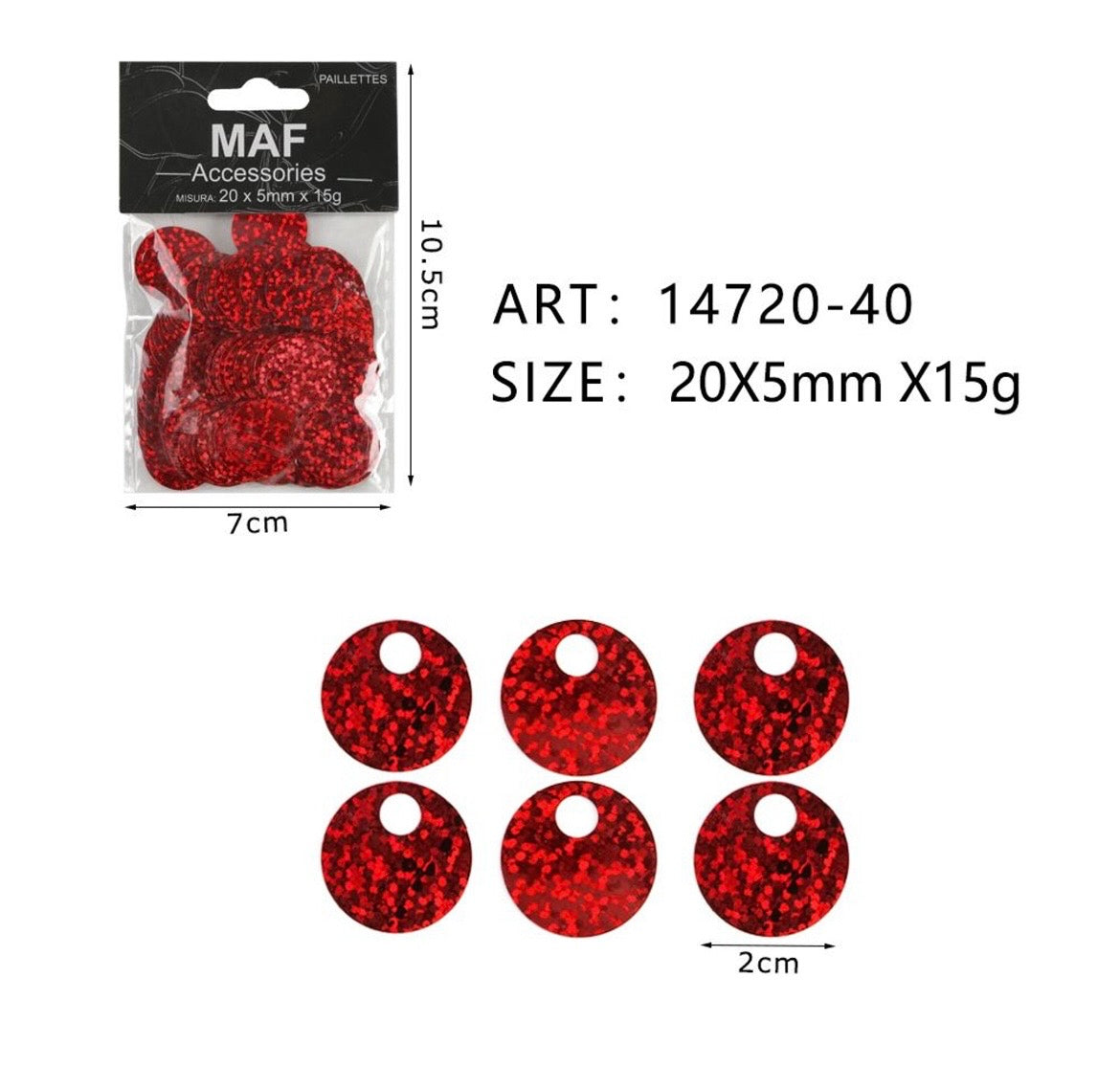 PAIETTE 20x5mm 15g ART.14720