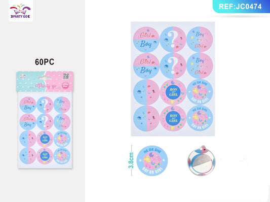 ADESIVI di BOY OR GIRL 3.8cm 60pz