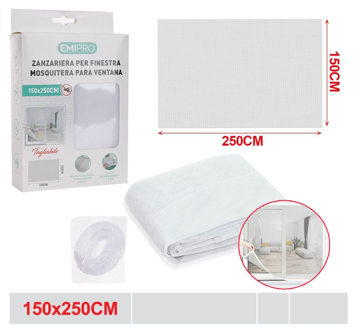 EMI ZANZARIERA PER FINESTRA 150*250CM