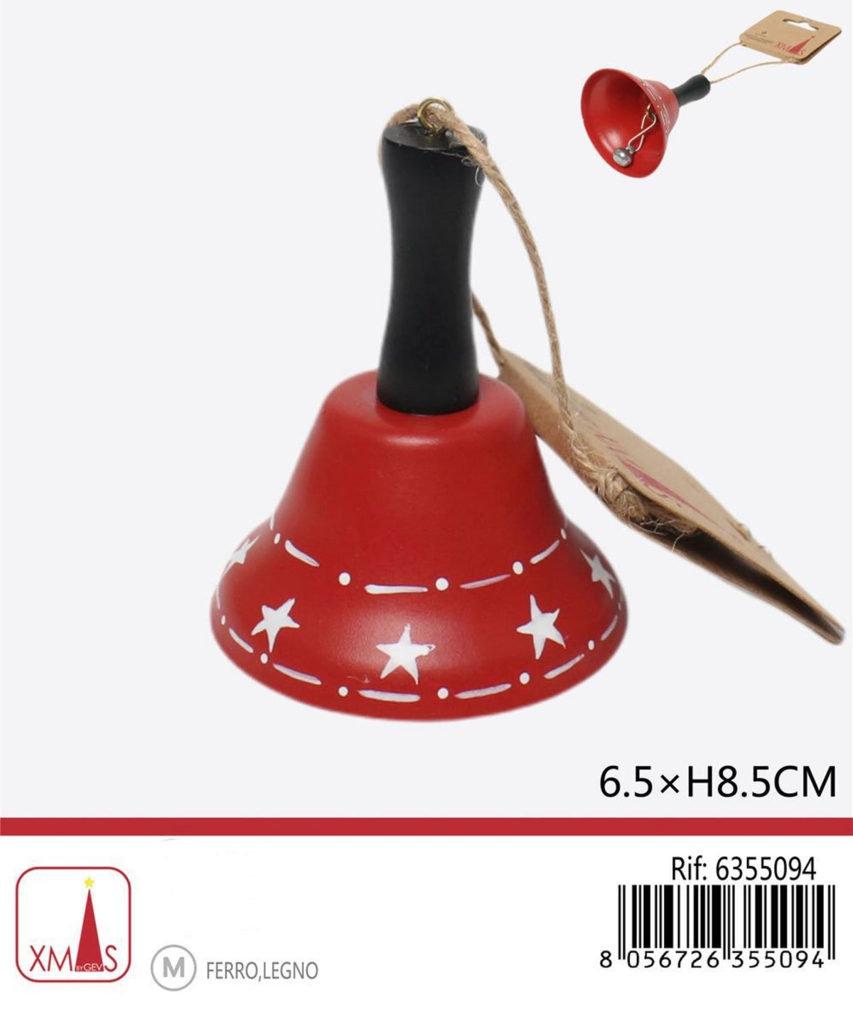 NATALE campanello decorativo in latta 6.5x8.5cm