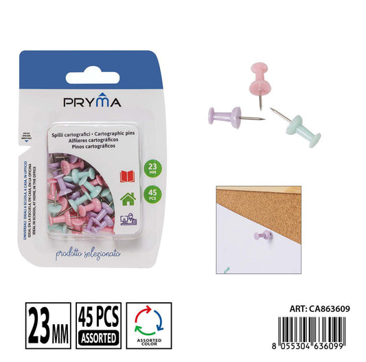 PRYMA spilli cartografici 23mm 45pz pastel
