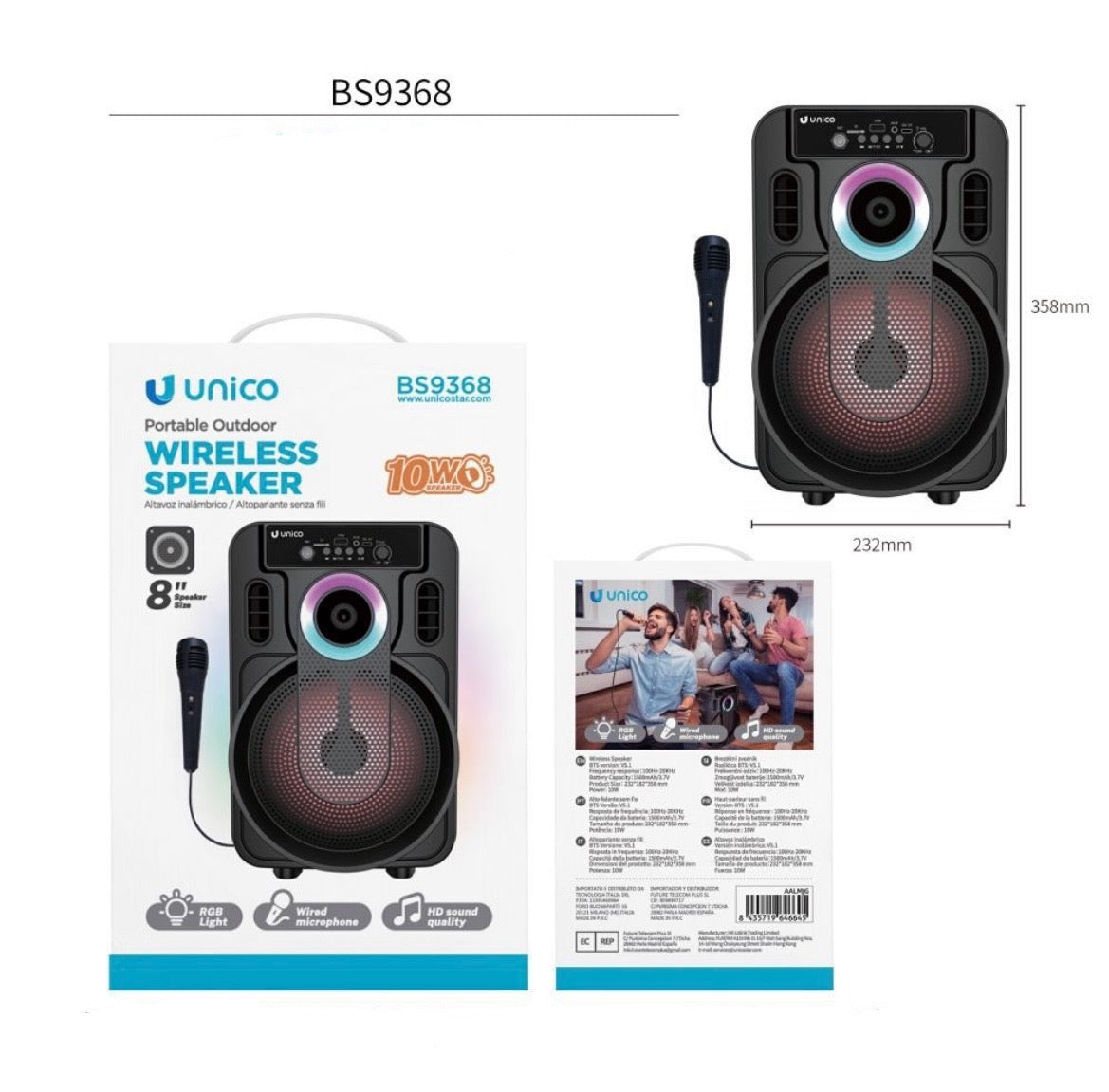 UNICO ALTAOPARLANTE  Bluetooth BS9368
