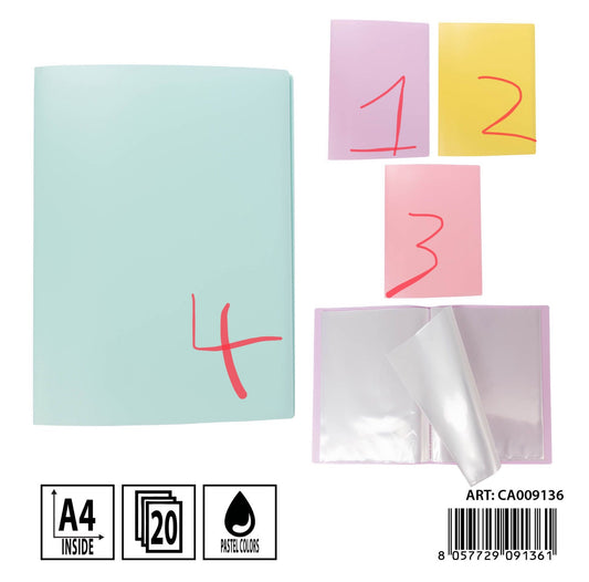 PRYMA porta listino A4 20tasche pastel