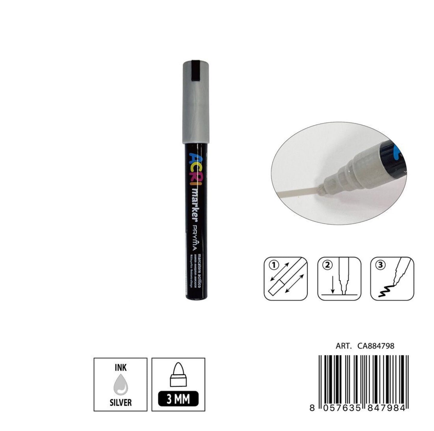 PRYMA marcatore acrilico 3mm N.133 argento