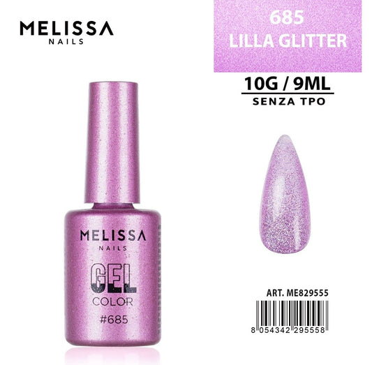 MELISSA SMALTO GEL UNGHIE 9ML N.685 LILLA GLITTER