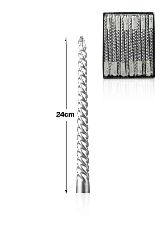 candela torciglione  argento 24cm