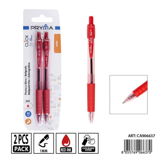 PRYMA Penna a sfera CLICK 0,7mm 2pz rosso