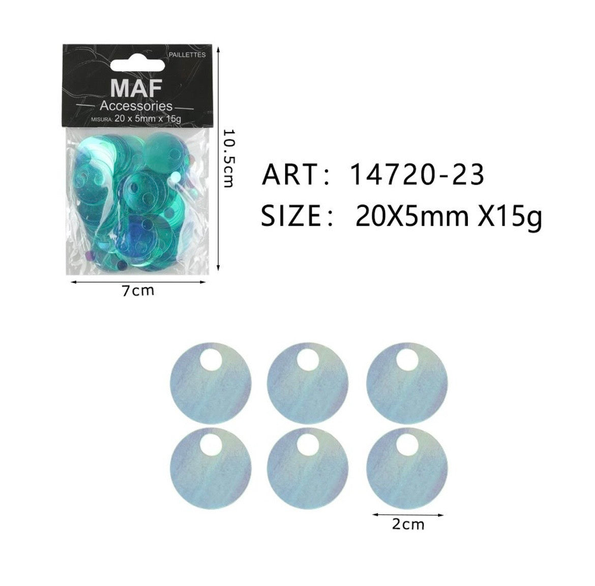 PAIETTE 20x5mm 15g ART.14720