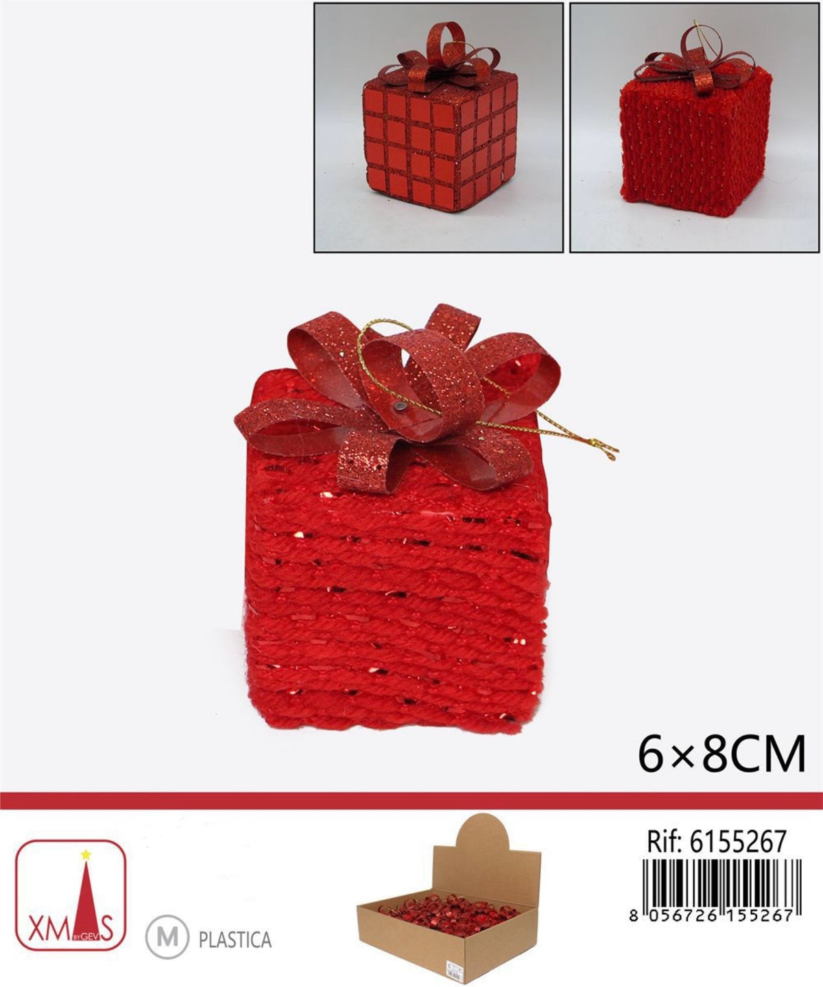 NATALIZIA pendente pacchetto regalo rosso 8cm
