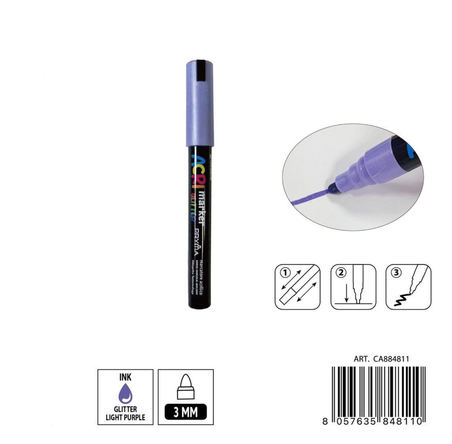 PRYMA marcatore acrilico 3mm N.145 Viola glitter
