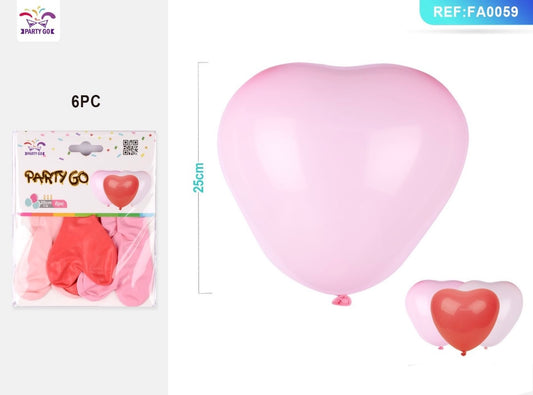 PALLONCINI CUORE 25CM 6PC