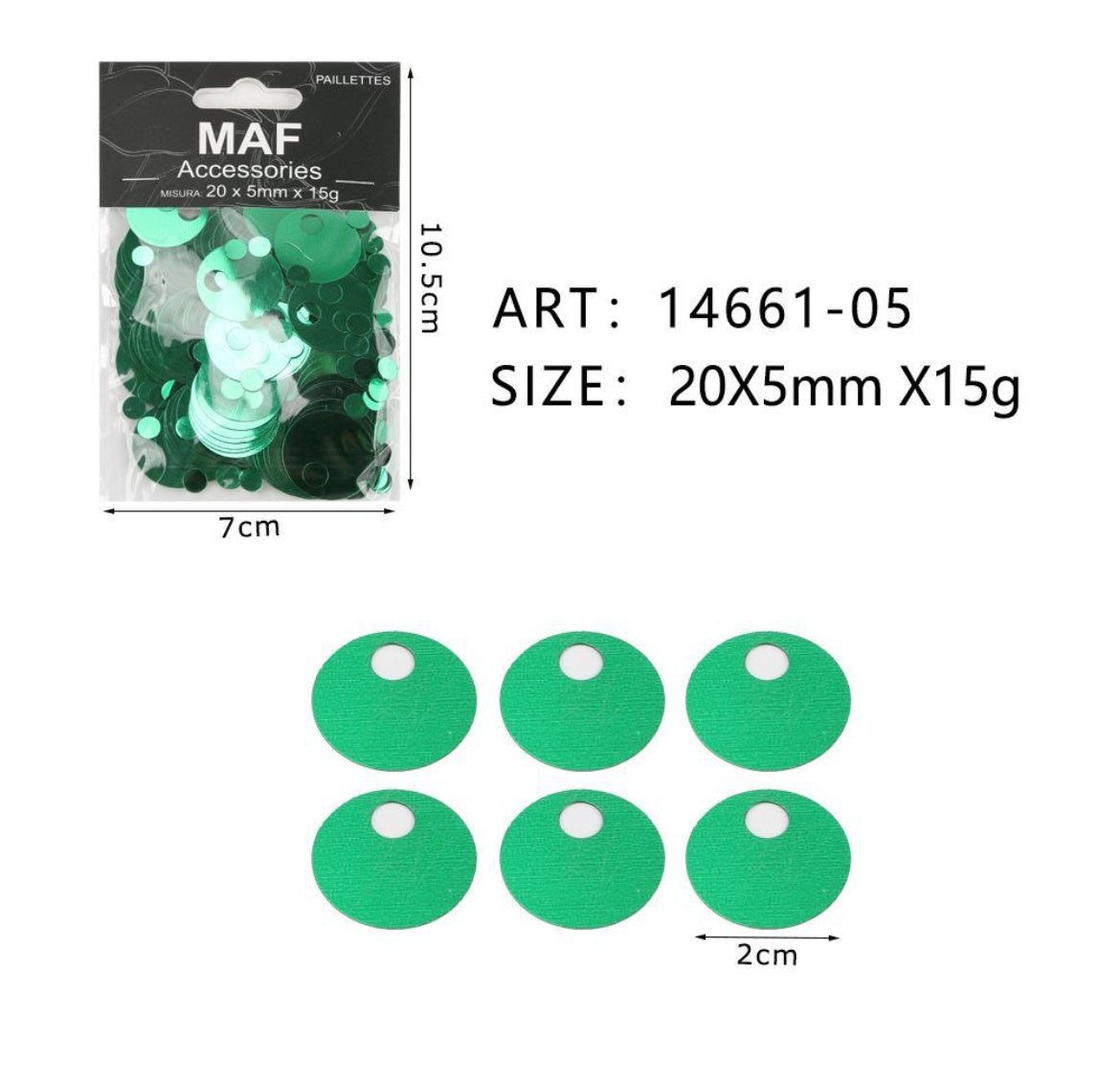 PAIETTE 20x5mm 15g ART.14661