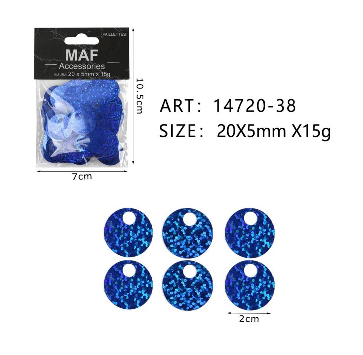 PAIETTE 20x5mm 15g ART.14720