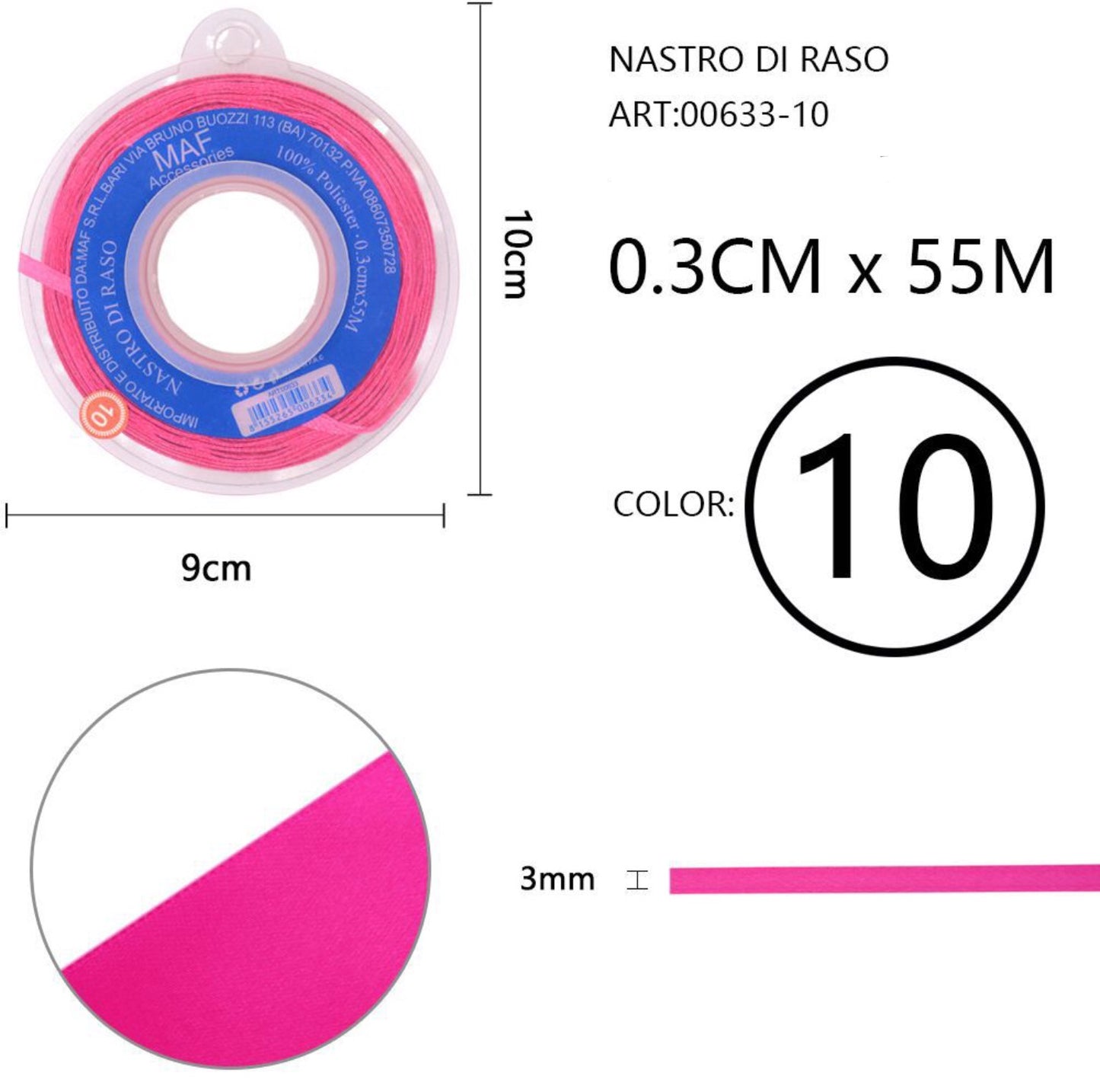 NASTRO di raso 0,3cmx55m 10