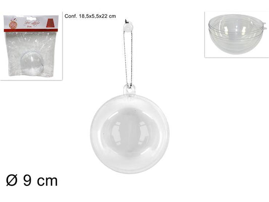 NATALIZIA SFERA PLASTICA TRASPARENTE 9CM