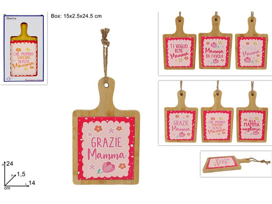 TAGLIERE LEGNO E CERAMICA 24X14 FESTA DELLA MAMMA