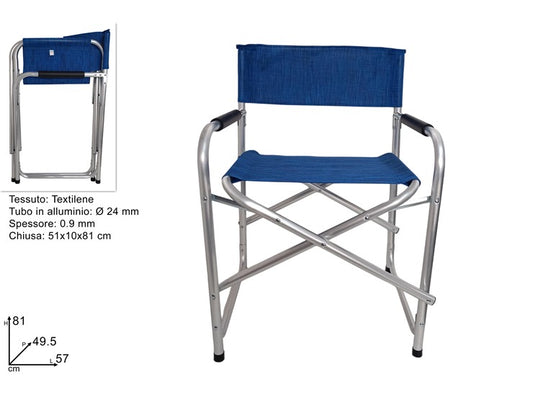 SEDIA REGISTA TEXTILENE TUBO ALLUMINIO  24MM BLU