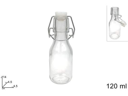BOTTIGLIA VETRO C TAPPO ERMETICO 120ML