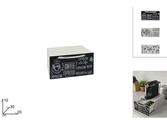 CASSETTO LEGNO PORTACIALDE 30X20X10 DECORO CAFFEE