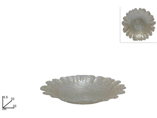 Piatto centrotavola vetro argento 33cm