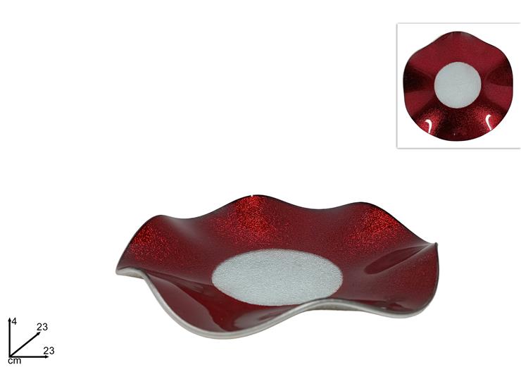 Piatto vetro ondulato 23cm rosso