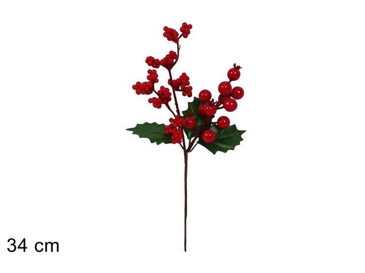 NATALIZIA SPILLONE BACCHE C/FOGLIE VERDI 34 CM
