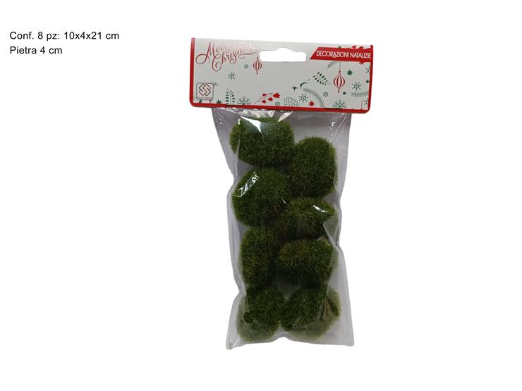 NATALIZIA PIETRE POLISTIROLO MUSCHIO SET 8PZ 4CM