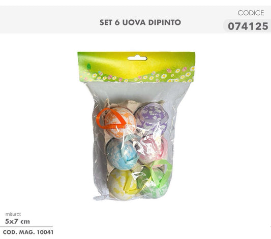 PASQUA set 6uova  dipinto 5x7cm
