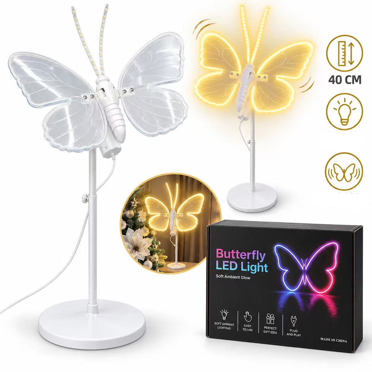 LUCE CALDA FARFALLA 40CM