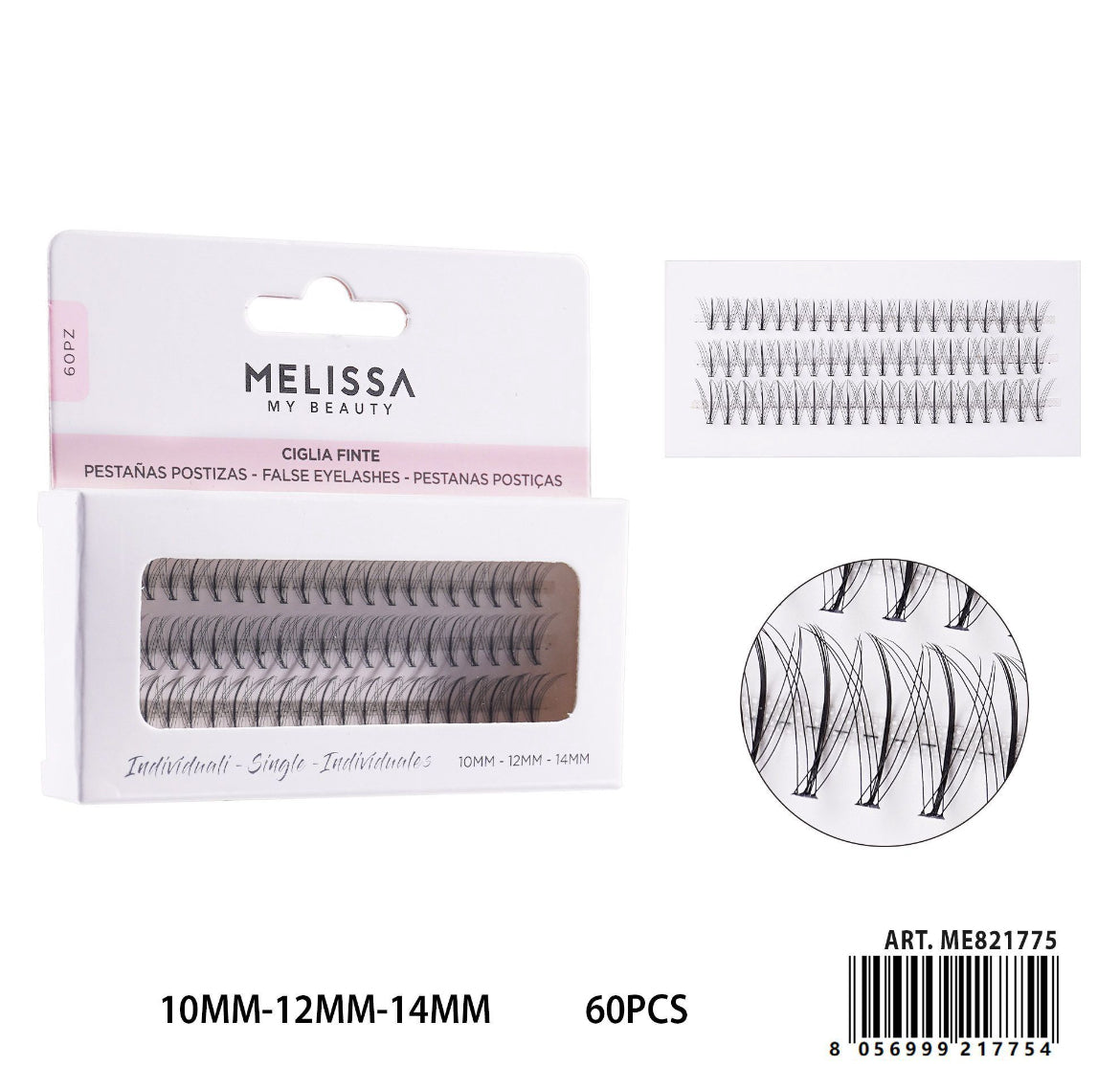MELISSA CIGLIA FINTE INDIV. 10-12-14MM 60PZ BL.
