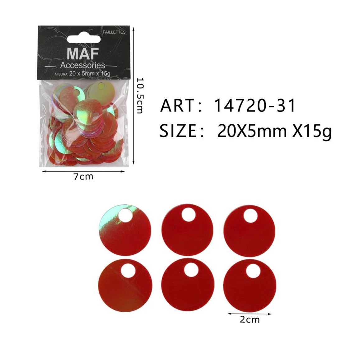 PAIETTE 20x5mm 15g ART.14720