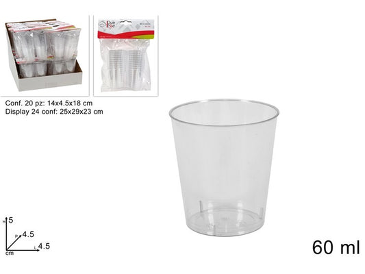bicchierini plastica 60ml 20pz trasparente