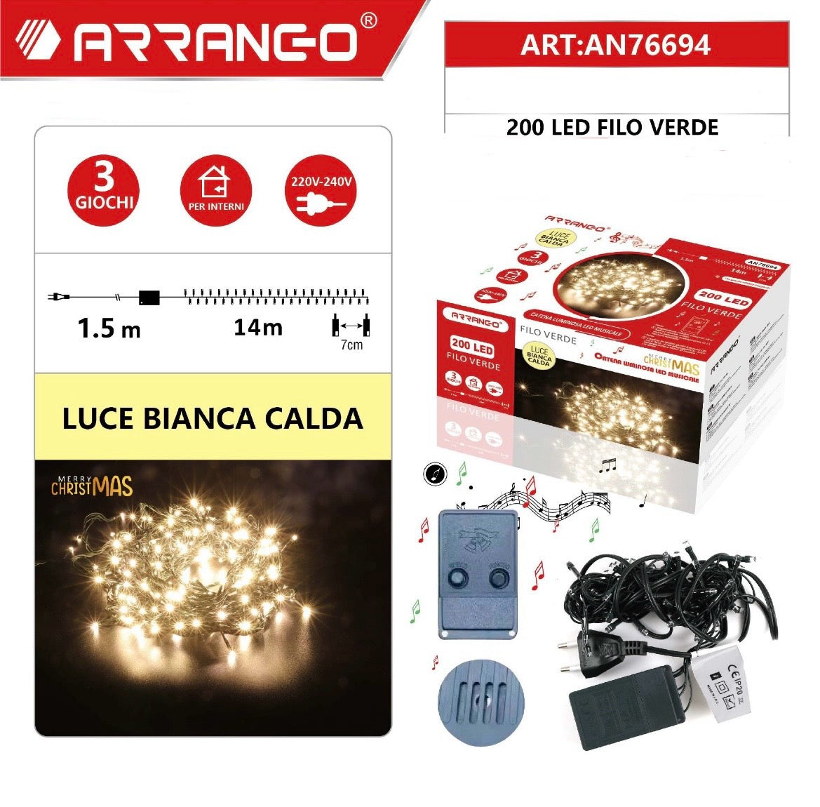 ARRANGO 200LED filo verde