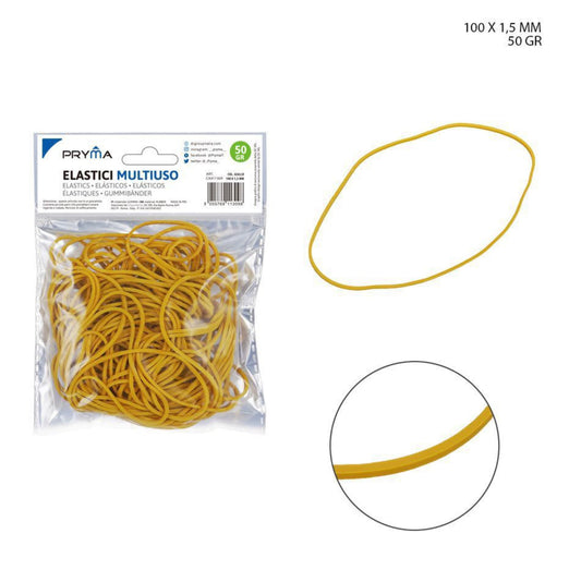 PRYMA ELASTICO GOMMA MULTIUSO GIALLO 100X1.5MM 50G