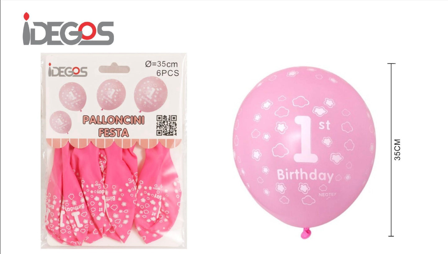 PALLONCINI  feste  1 rosa 6pz