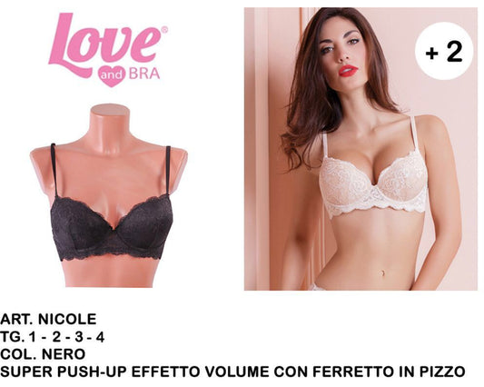 NICONE super push-up effetto volume con ferretto in pizzo nero