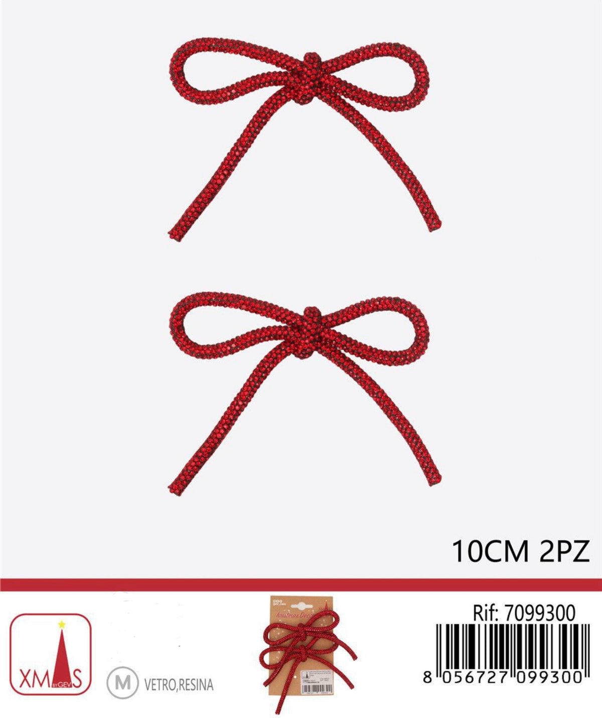 NATALE fiocchetto 10cm 2pz