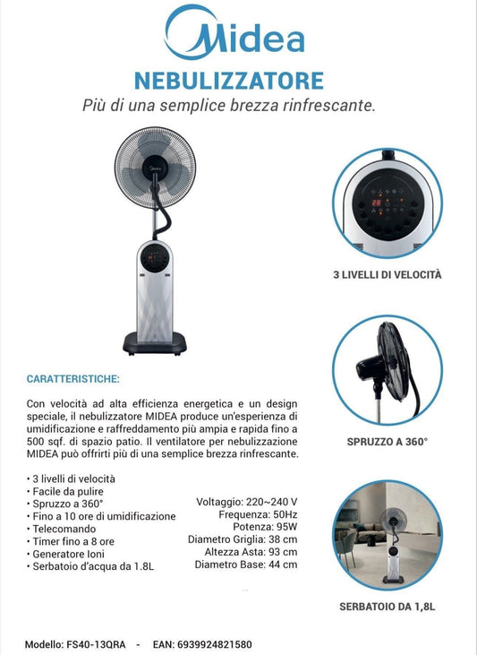 MIDEA ventilatore nebulizzatore 95W