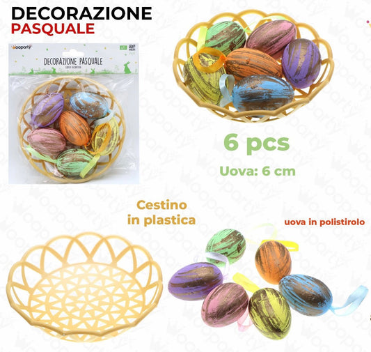 PASQUA  uova cesto 6pz 6cm