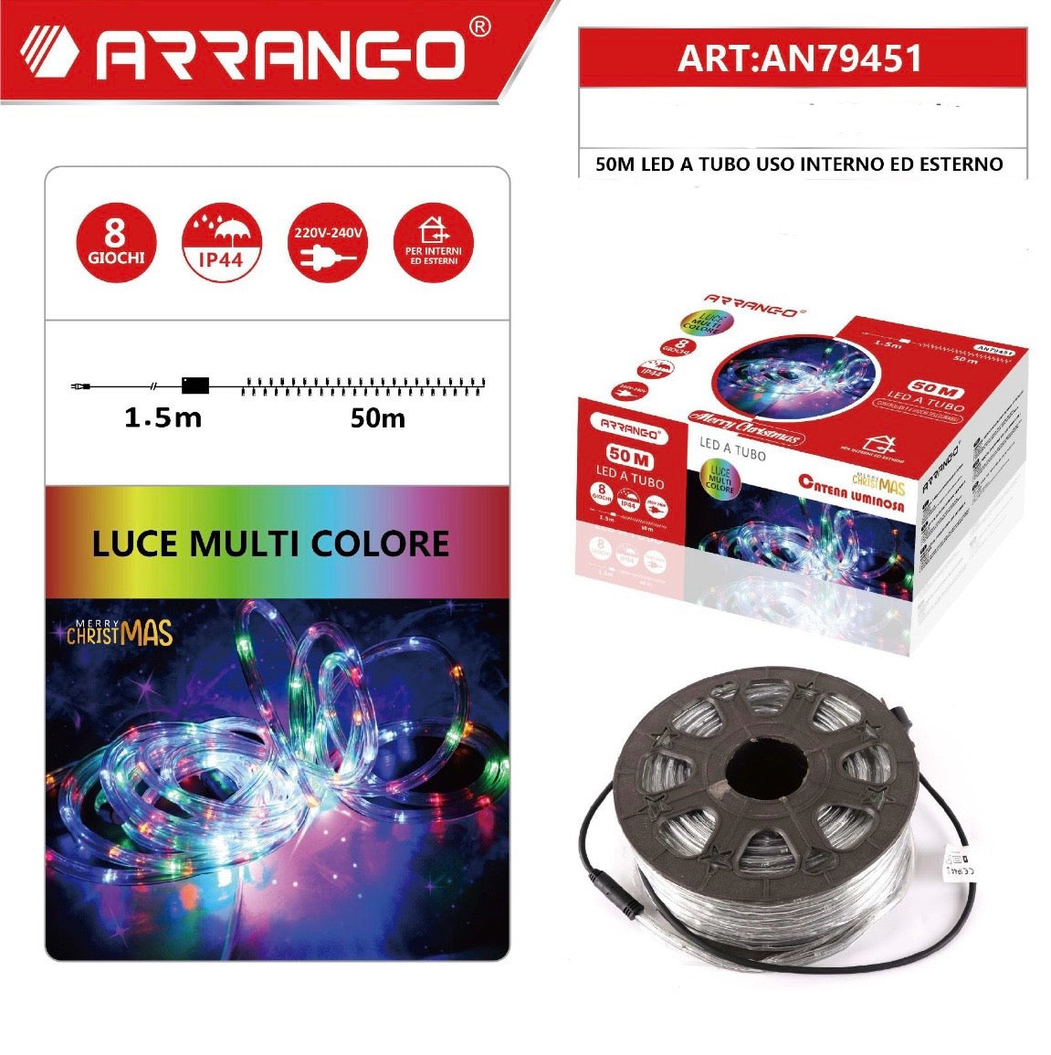 ARRANGO 50M LED a tubo uso interno e esterno