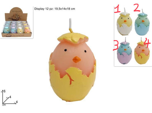 PASQUA candela uova pulcino H6xL4cm