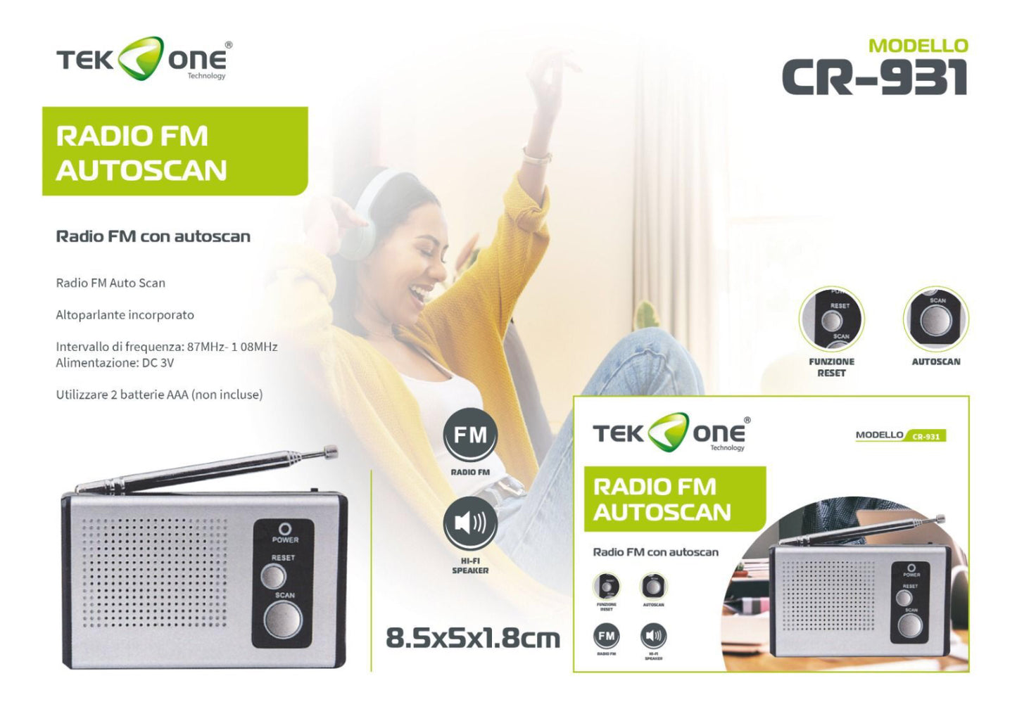 Radio FM con autoscan mod.CR-931